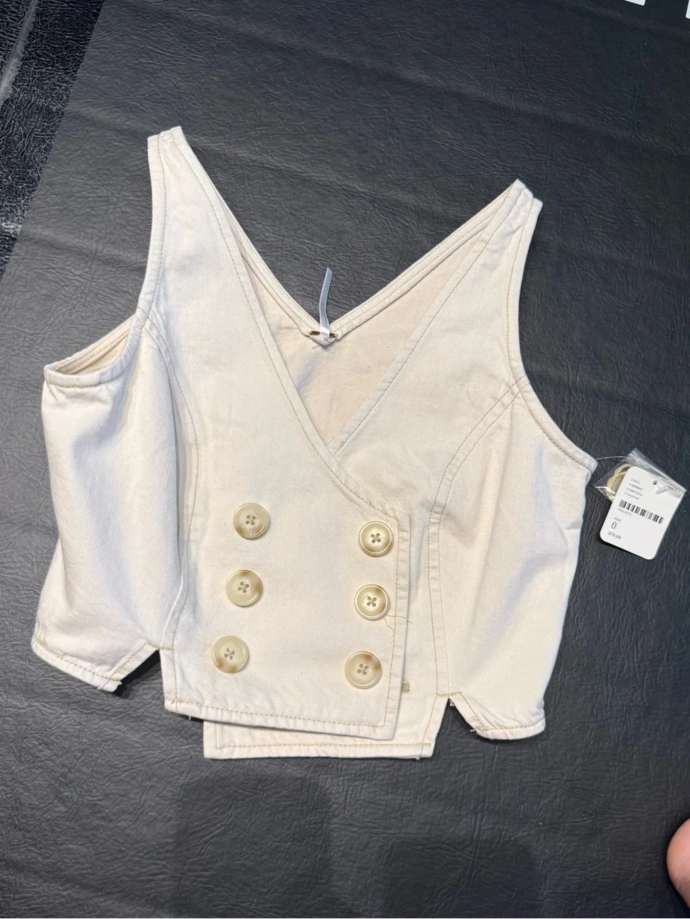 Free people White Double-Breasted Crop Vest size 0